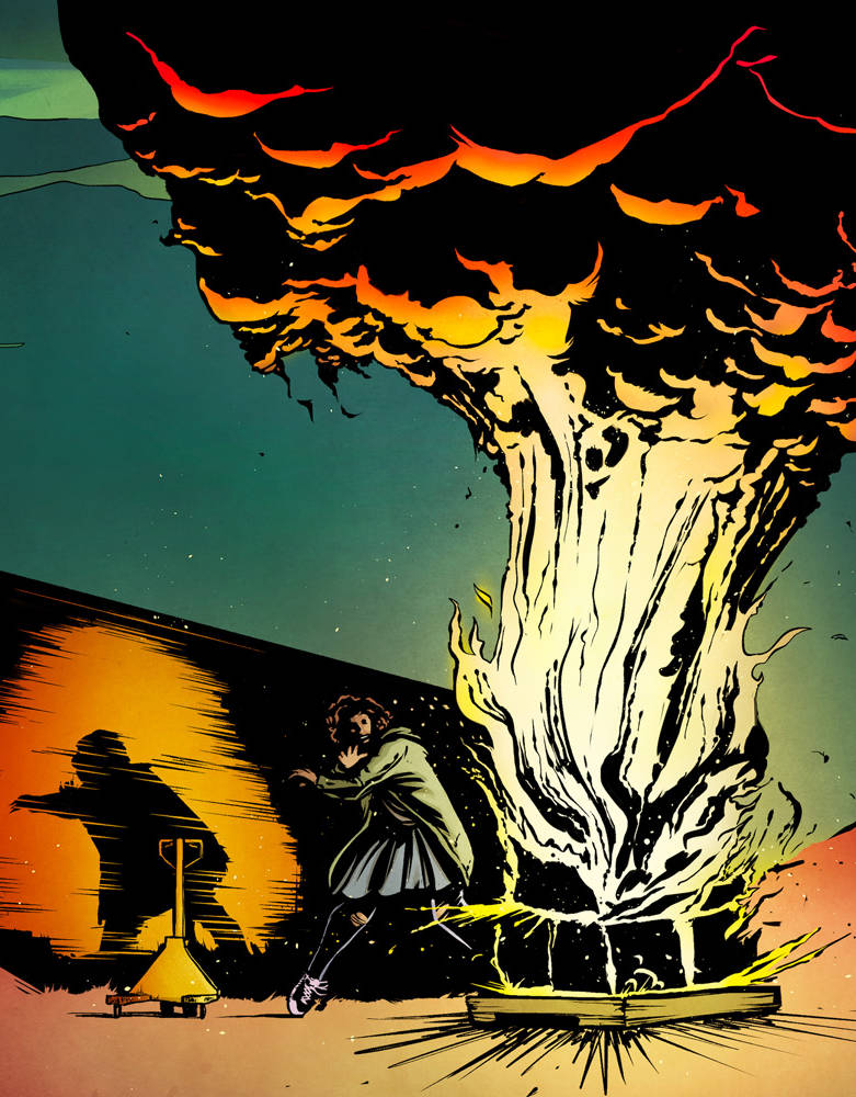 Enid and an exploding box of jeans in The Denim Devil #2