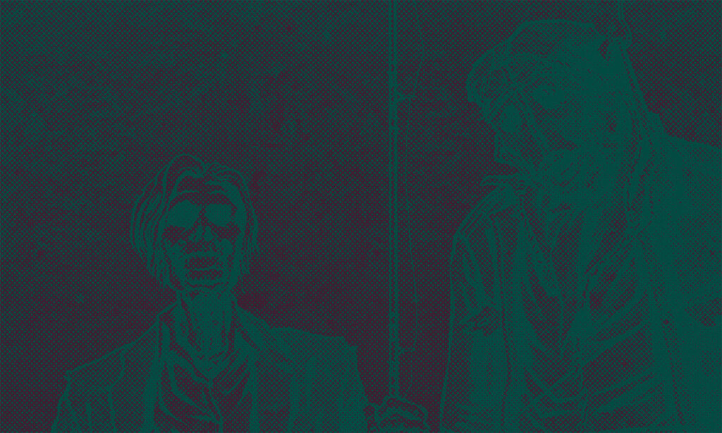 Isaac and the Denim Devil, purple and green